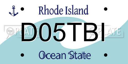 D05TBI Rhode Island License Plate