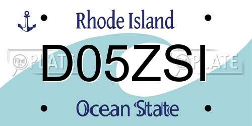 D05ZSI Rhode Island License Plate