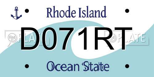 D071RT Rhode Island License Plate