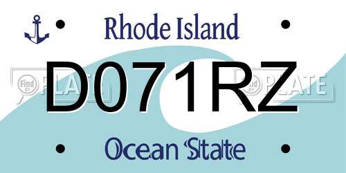 D071RZ Rhode Island License Plate