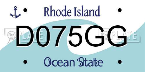 D075GG Rhode Island License Plate