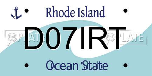 D07IRT Rhode Island License Plate