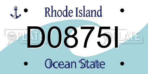 D0875I Rhode Island License Plate