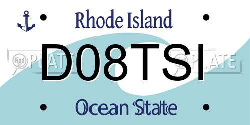 D08TSI Rhode Island License Plate