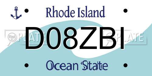 D08ZBI Rhode Island License Plate