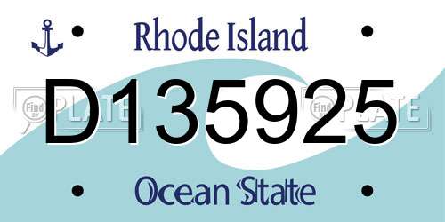 D135925 Rhode Island License Plate