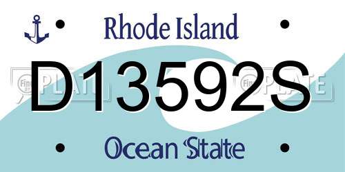 D13592S Rhode Island License Plate