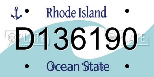 D136190 Rhode Island License Plate