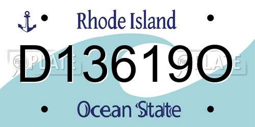 D13619O Rhode Island License Plate