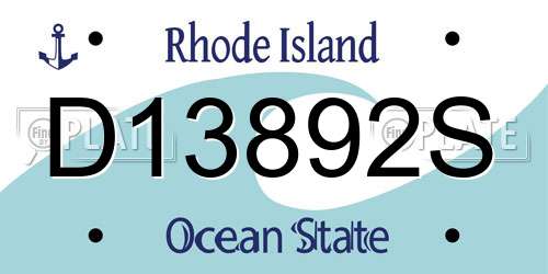 D13892S Rhode Island License Plate