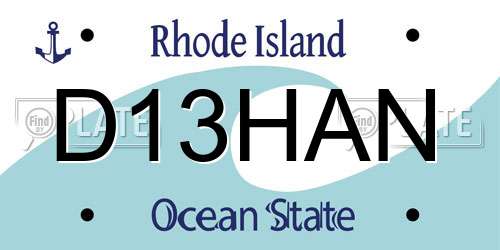D13HAN Rhode Island License Plate