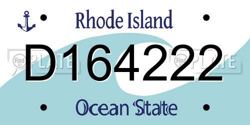 D164222 Rhode Island License Plate