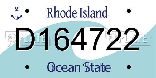 D164722 Rhode Island License Plate