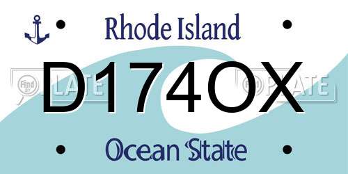 D174OX Rhode Island License Plate