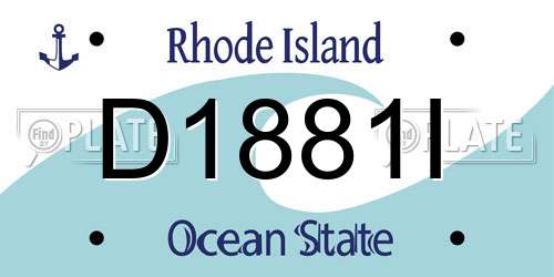 D1881I Rhode Island License Plate