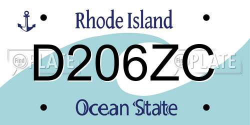 D206ZC Rhode Island License Plate