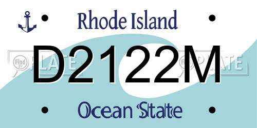 D2122M Rhode Island License Plate