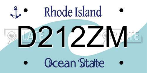 D212ZM Rhode Island License Plate