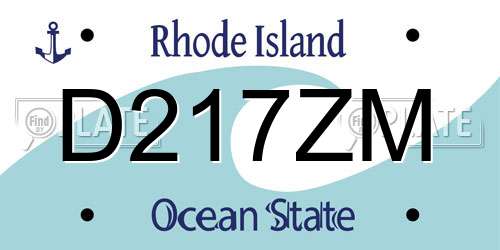 D217ZM Rhode Island License Plate