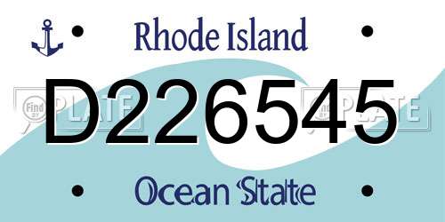 D226545 Rhode Island License Plate