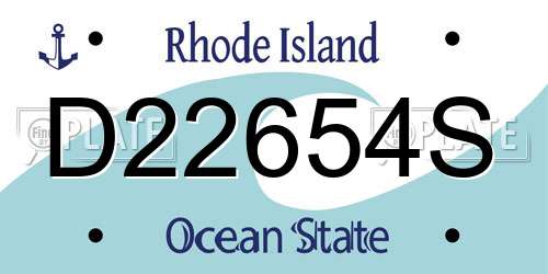 D22654S Rhode Island License Plate