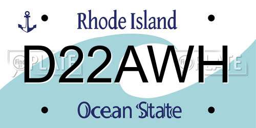 D22AWH Rhode Island License Plate