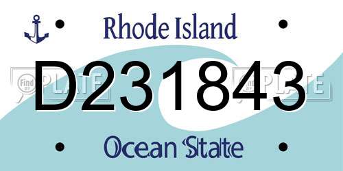 D231843 Rhode Island License Plate