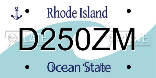 D250ZM Rhode Island License Plate