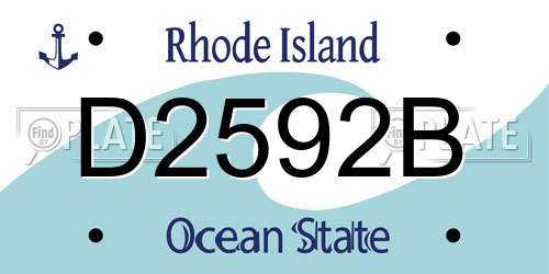 D2592B Rhode Island License Plate