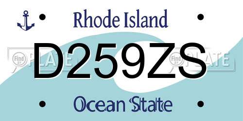 D259ZS Rhode Island License Plate