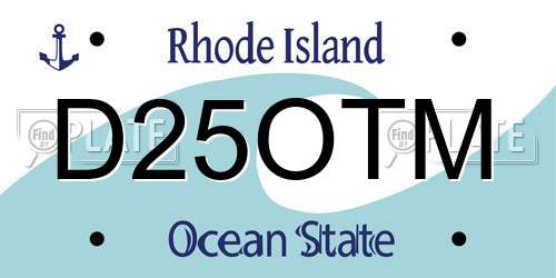 D25OTM Rhode Island License Plate