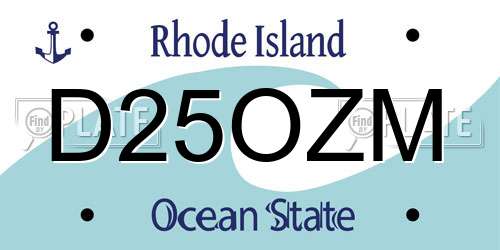 D25OZM Rhode Island License Plate