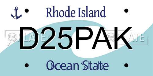 D25PAK Rhode Island License Plate