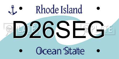 D26SEG Rhode Island License Plate