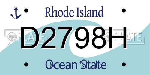 D2798H Rhode Island License Plate