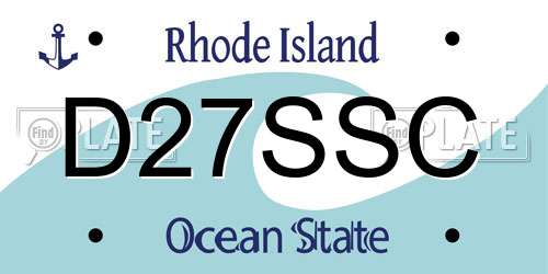D27SSC Rhode Island License Plate