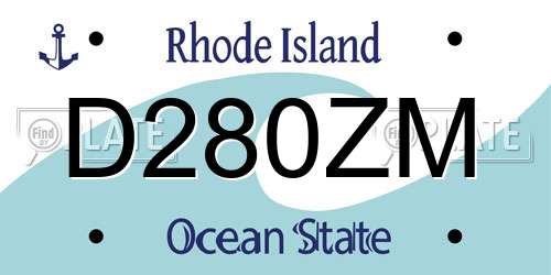 D280ZM Rhode Island License Plate