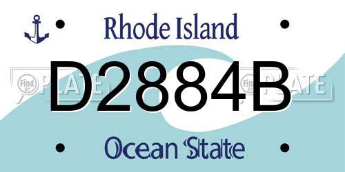 D2884B Rhode Island License Plate