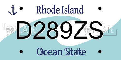 D289ZS Rhode Island License Plate