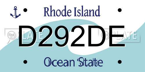 D292DE Rhode Island License Plate