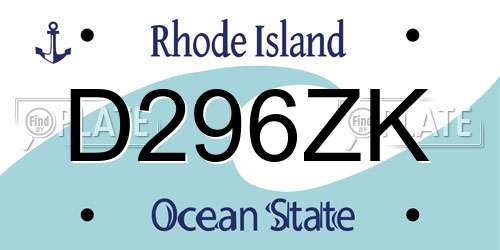 D296ZK Rhode Island License Plate
