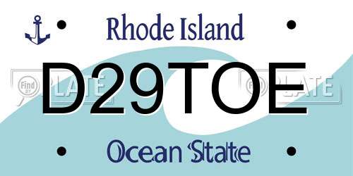 D29TOE Rhode Island License Plate