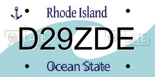D29ZDE Rhode Island License Plate