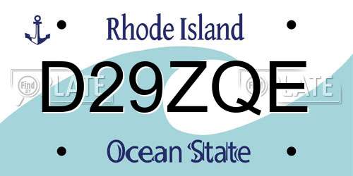 D29ZQE Rhode Island License Plate