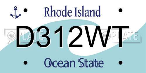 D312WT Rhode Island License Plate