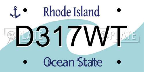 D317WT Rhode Island License Plate