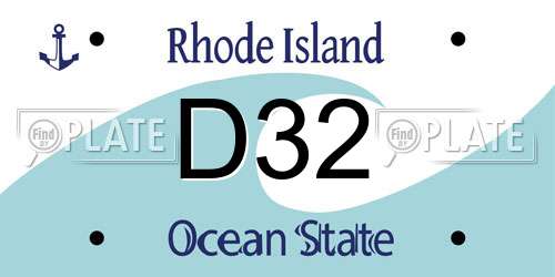 D32 Rhode Island License Plate