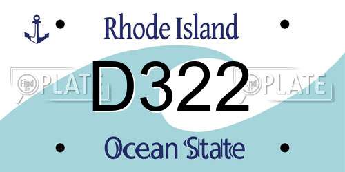 D322 Rhode Island License Plate