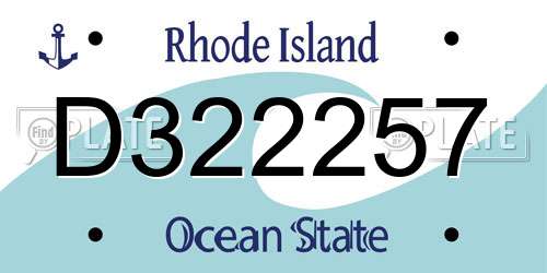 D322257 Rhode Island License Plate