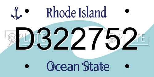 D322752 Rhode Island License Plate
